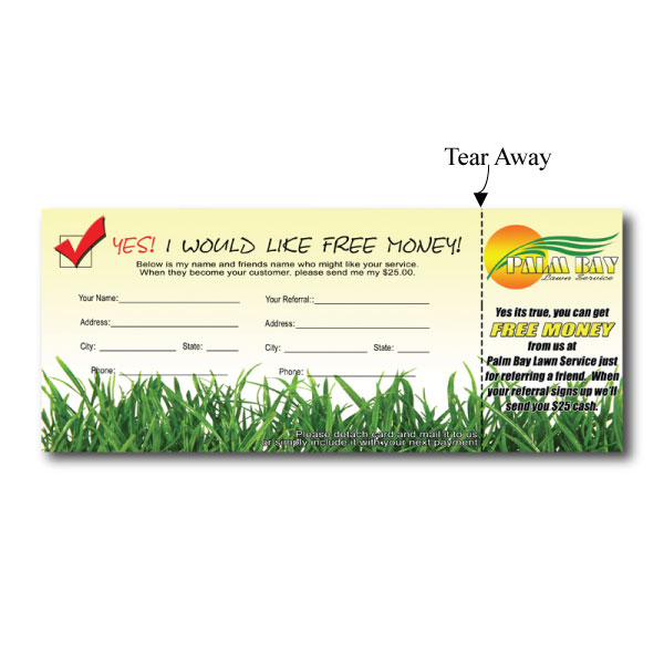 8.5 x 3.5 Single Sided Full Colour Tear Cards