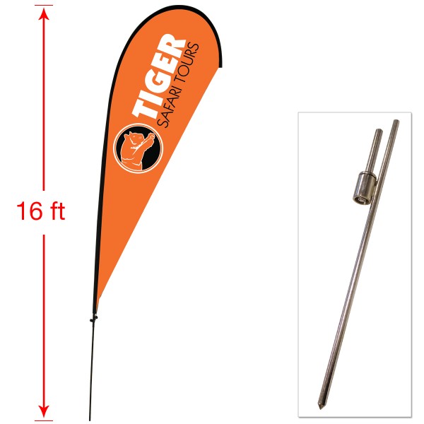 Extra Large Outdoor Teardrop Flag with Ground Stake