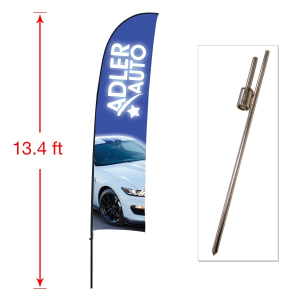 Large Outdoor Curved Flag with Ground Stake