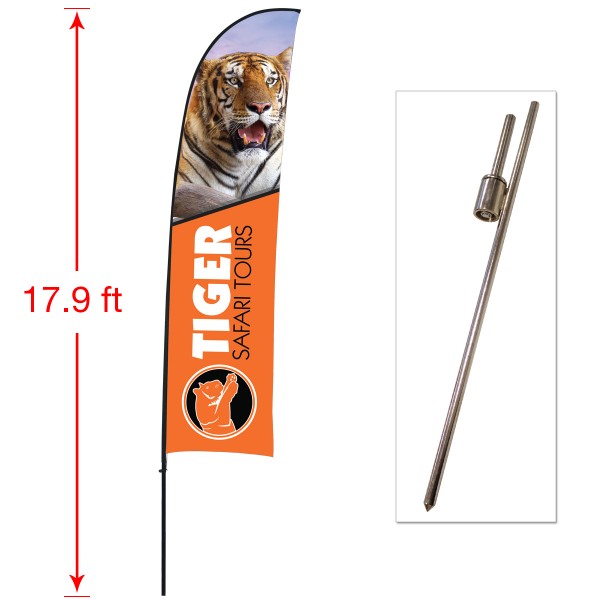 Extra Large Outdoor Curved Flag with Ground Stake