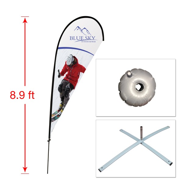 Medium Teardrop Flag with Cross Base and Water Ring Medium Teardrop Flag with Cross Base and Water Ring
