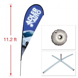 Large Teardrop Flag with Cross Base and Water Ring Large Teardrop Flag with Cross Base and Water Ring