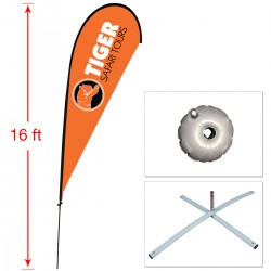 Extra Large Teardrop Flag with Cross Base and Water Ring Extra Large Teardrop Flag with Cross Base and Water Ring