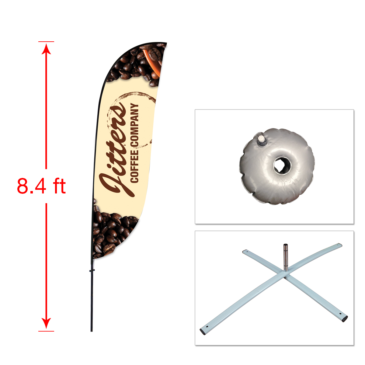 Small Feather Advertising Flag with Cross Base and Water Ring
