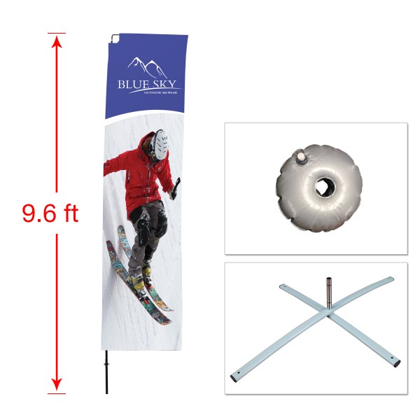 Medium Straight Flag with Cross Base and Water Ring Medium Straight Flag with Cross Base and Water Ring