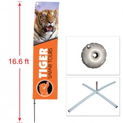 Extra Large Straight Flag with Cross Base and Water Ring