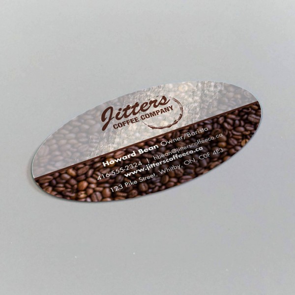 2" x 3.5" Oval Business Cards with glossy UV on both sides