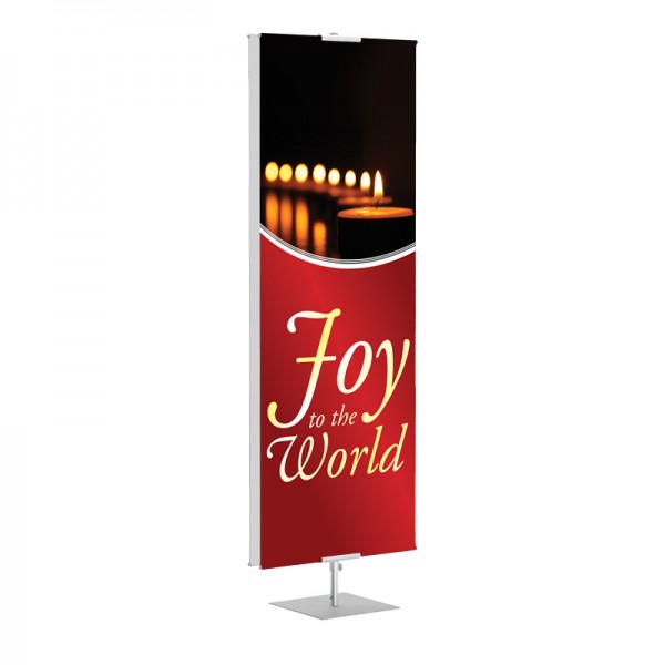 Christmas Candles Joy to the World Banner Stands