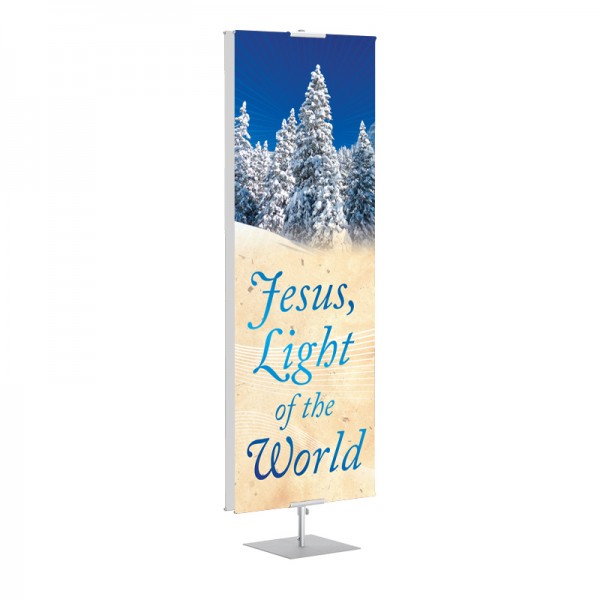Christmas Winter Trees Jesus Light of the World Banner Stands