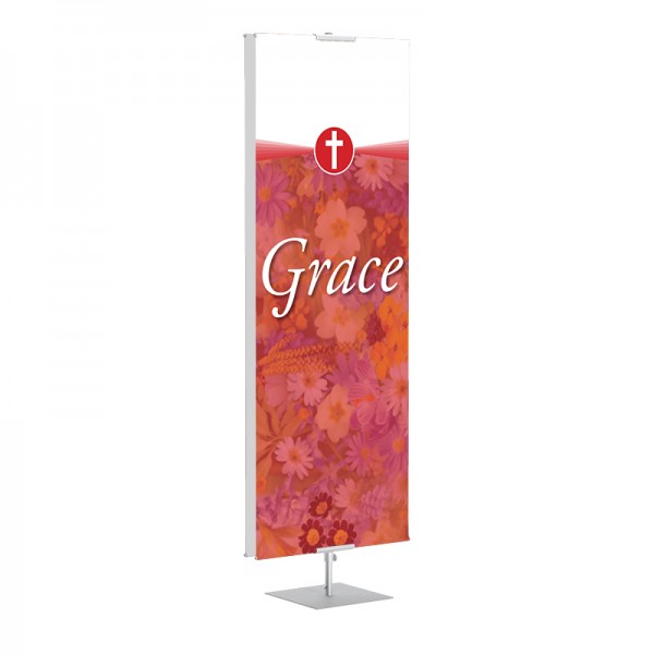 Praise Flowers Red Grace Banner Stands