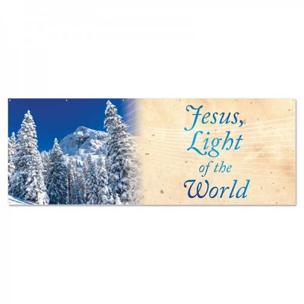Christmas Winter Jesus Light of the World Outdoor Vinyl Banner