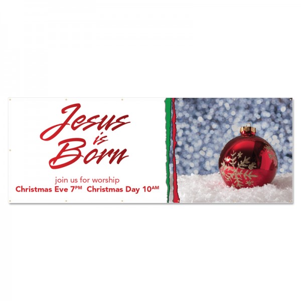 Christmas Jesus is Born Outdoor Vinyl Banner