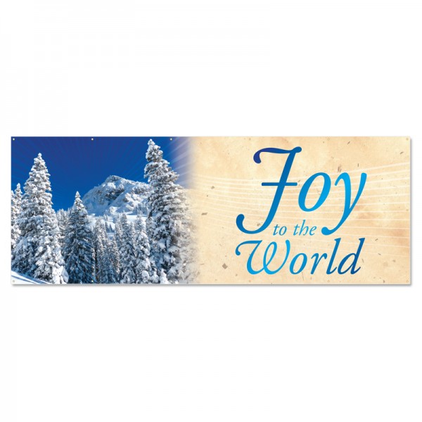 Christmas Winter Joy to the World Outdoor Vinyl Banner