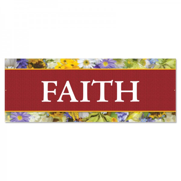 Praise Flowers Faith Outdoor Vinyl Banner