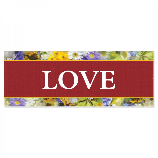 Praise Flowers Love Outdoor Vinyl Banner
