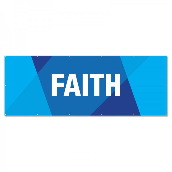 Praise Geometric Blue Faith Outdoor Vinyl Banner