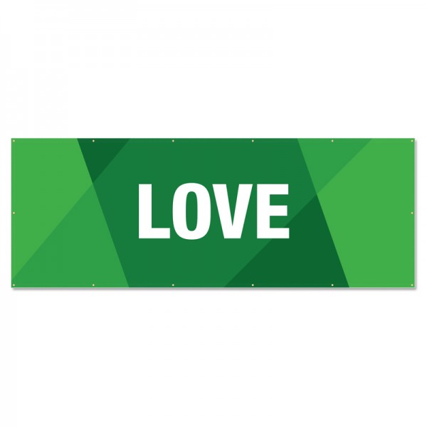 Praise Geometric Green Love Outdoor Vinyl Banner