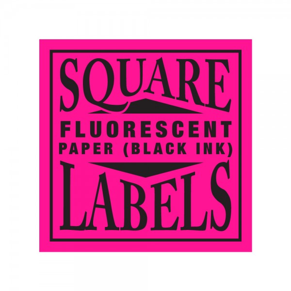 Custom Square Fluorescent Paper Labels (Black Ink only)
