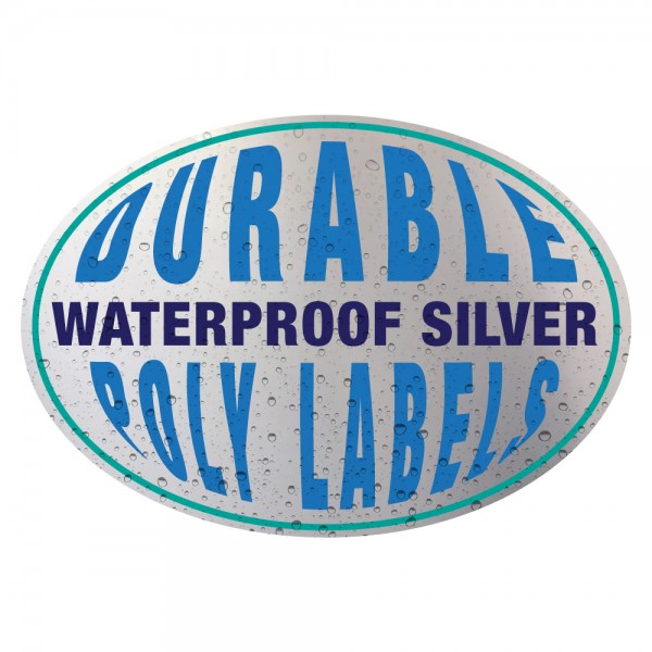 Durable Waterproof Oval Silver Poly Labels