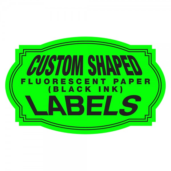 Custom Shaped Fluorescent Paper Labels (Black Ink only)