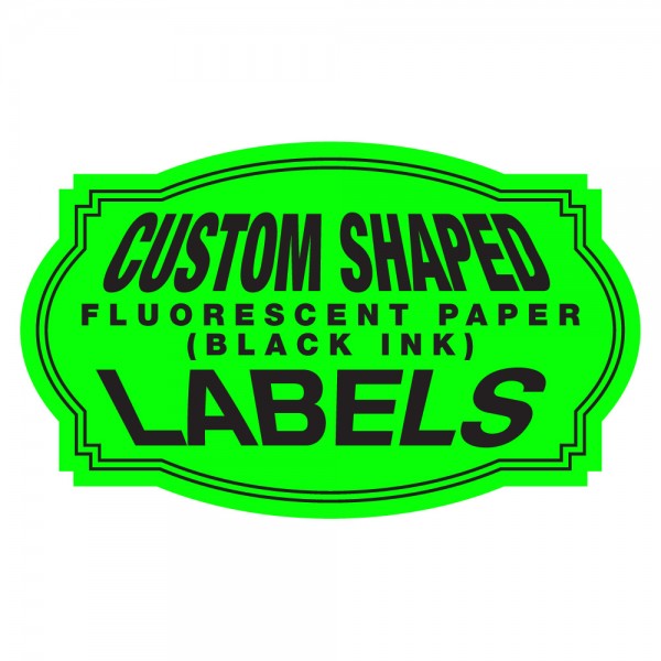 Custom Shaped Fluorescent Paper Labels (Black Ink only)