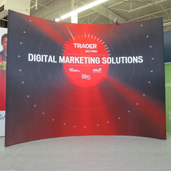 10FT Horizontally Curved Fabric Trade Show Display with Lights