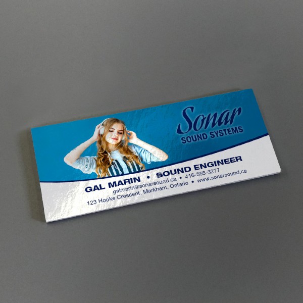 1.5" x 3.5" UV Glossy Business Cards with full UV on one side