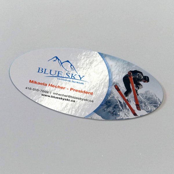 2" x 3.5" UV Glossy Oval Business Cards with UV on both sides