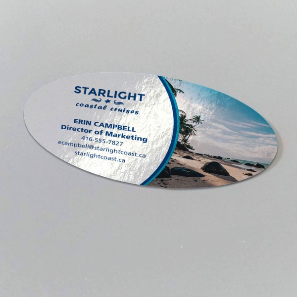 2" x 3.5" Oval Business Cards with glossy UV on both sides