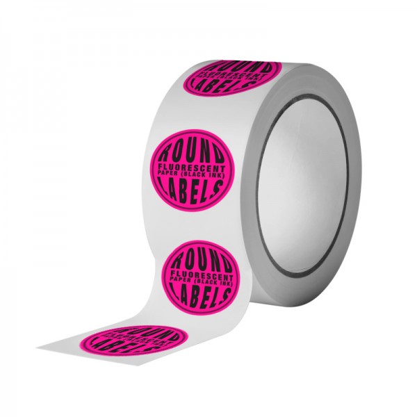 Custom Round Fluorescent Paper Labels (Black Ink only)