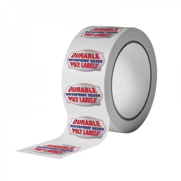 Durable Waterproof Custom Shaped Silver Poly Labels