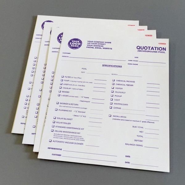Pool Quotation Form for Aboveground