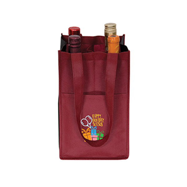 Non Woven Four Bottle Wine Bag, D1-NW4908